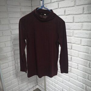 Anne Taylor Loft Ladies Size Small Burgundy Lightweight Turtleneck